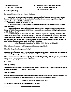 Đề thi khảo sát học kì I Ngữ văn lớp 10 - Năm học 2016-2017 - Trường THPT Hà Huy Tập